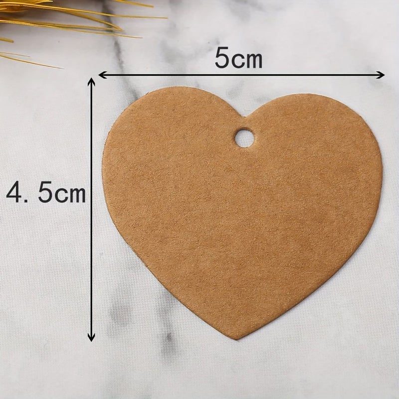 100 Sheets Kraft Paper Heart Tags With Twine For Valentine Red Label Pack 64C - Image 2