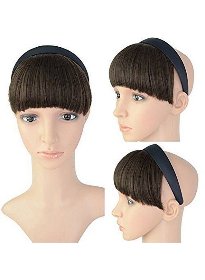 Foreign Holics Synthetic Hair Black Headband Side Hair Fringes For Women Parting Front Fringe (Dark Brown) - Image 1