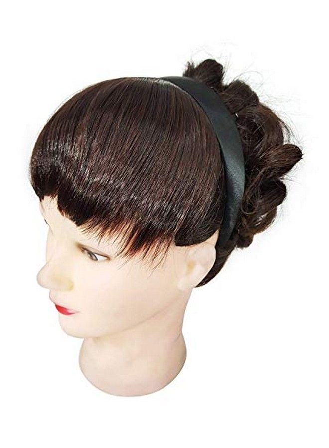 Foreign Holics Synthetic Hair Black Headband Side Hair Fringes For Women Parting Front Fringe (Dark Brown) - Image 4