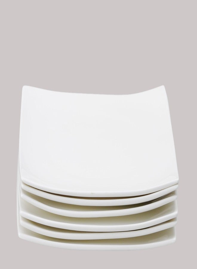 HomeVss, Bone China Elegance White Square Plate 10.5", Set of 6 Pieces - Image 2