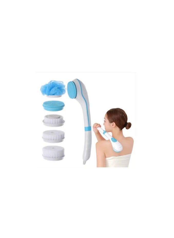 Denx Multi-functional, multi-head electric shower brush to deeply clean all parts of the body - blue - Image 1
