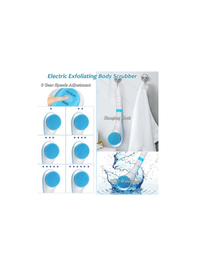 Denx Multi-functional, multi-head electric shower brush to deeply clean all parts of the body - blue - Image 2