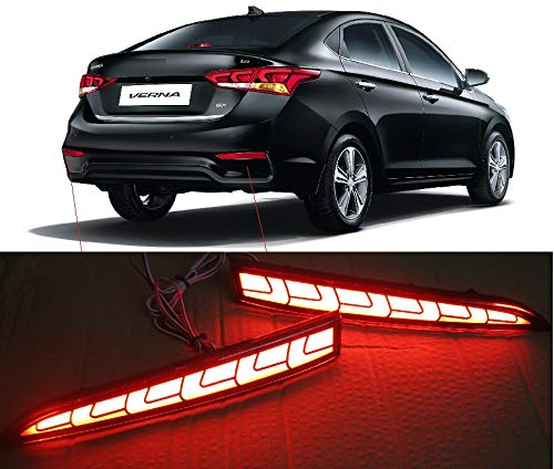PRIKNIK Car Reflector Led Brake Light Bumper(Rear/Back) Drl Back Tail Light Design Compatible With H-yundai New V-erna 2017-2018- Set of 2 Pcs with wiring - Image 1