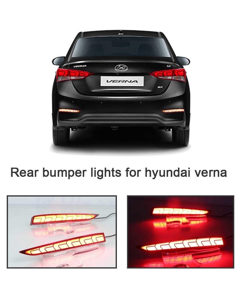 PRIKNIK Car Reflector Led Brake Light Bumper(Rear/Back) Drl Back Tail Light Design Compatible With H-yundai New V-erna 2017-2018- Set of 2 Pcs with wiring - Image 2