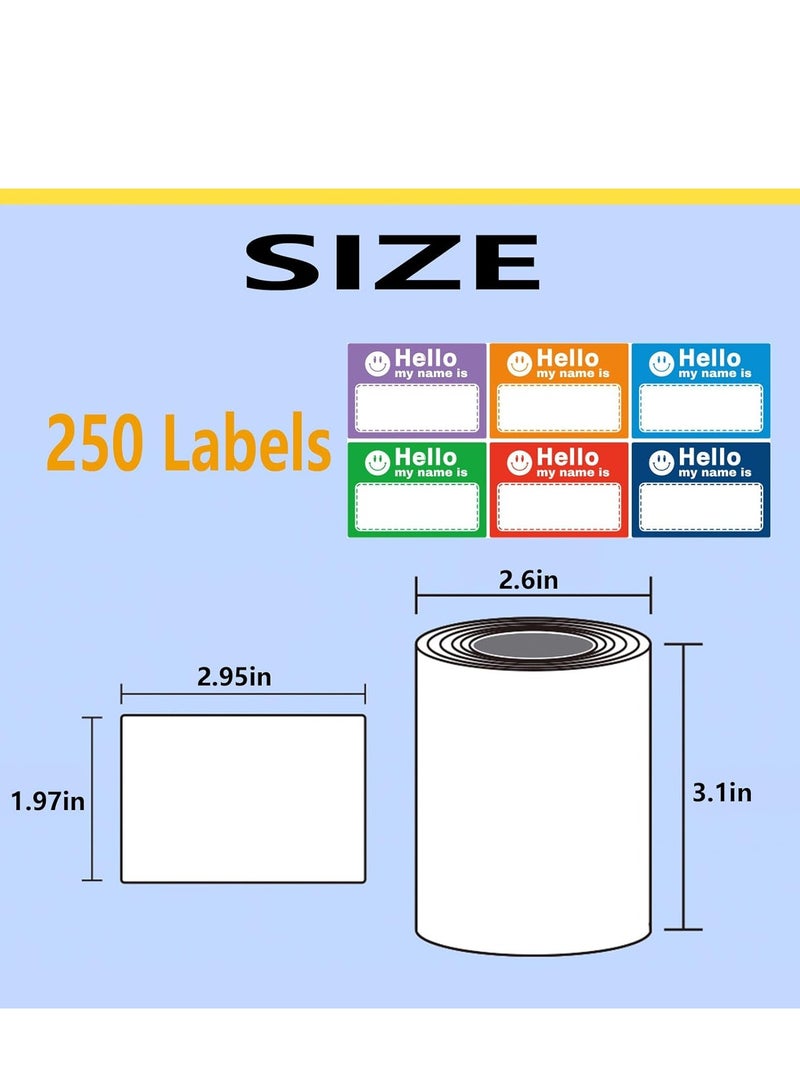 SYOSI Name Tag Stickers, "Hello, My Name is" Colorful Name Tags for Schools, Offices, Themed Parties, Families, and Competitions, 1.97in*2.95in, 250 Pcs  - Image 5