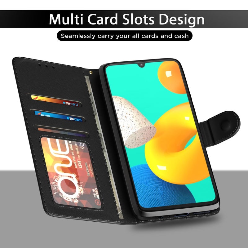 Pikkme Flip Cover Leather Finish | Inside TPU with Card Pockets | Wallet Stand and Shock Proof | Complete Protection Flip Case for Samsung Galaxy M14 5G(Black) - Image 5