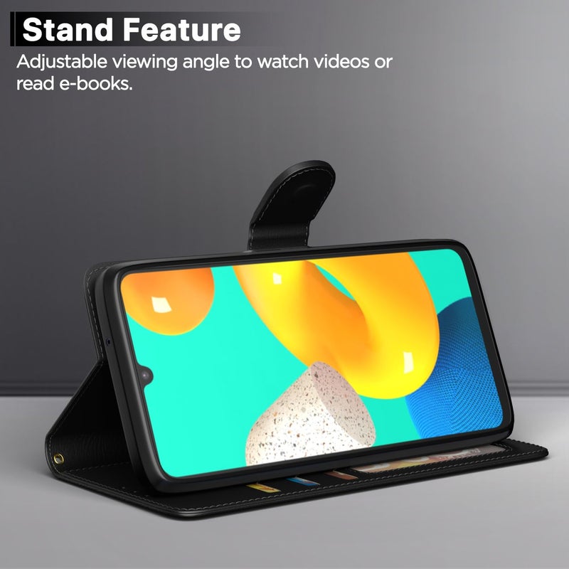Pikkme Flip Cover Leather Finish | Inside TPU with Card Pockets | Wallet Stand and Shock Proof | Complete Protection Flip Case for Samsung Galaxy M14 5G(Black) - Image 3