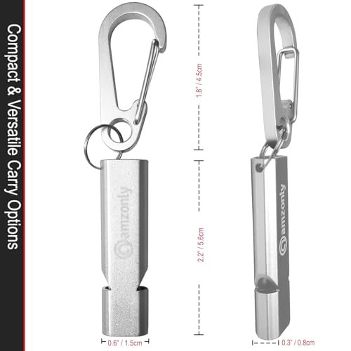 Amzonly Emergency Whistles, 120db Safety Whistle with Carabiner Clip for Keychain, Survival Shrill Loud for Camping Hiking Boating, 2Pack Silver - Image 3