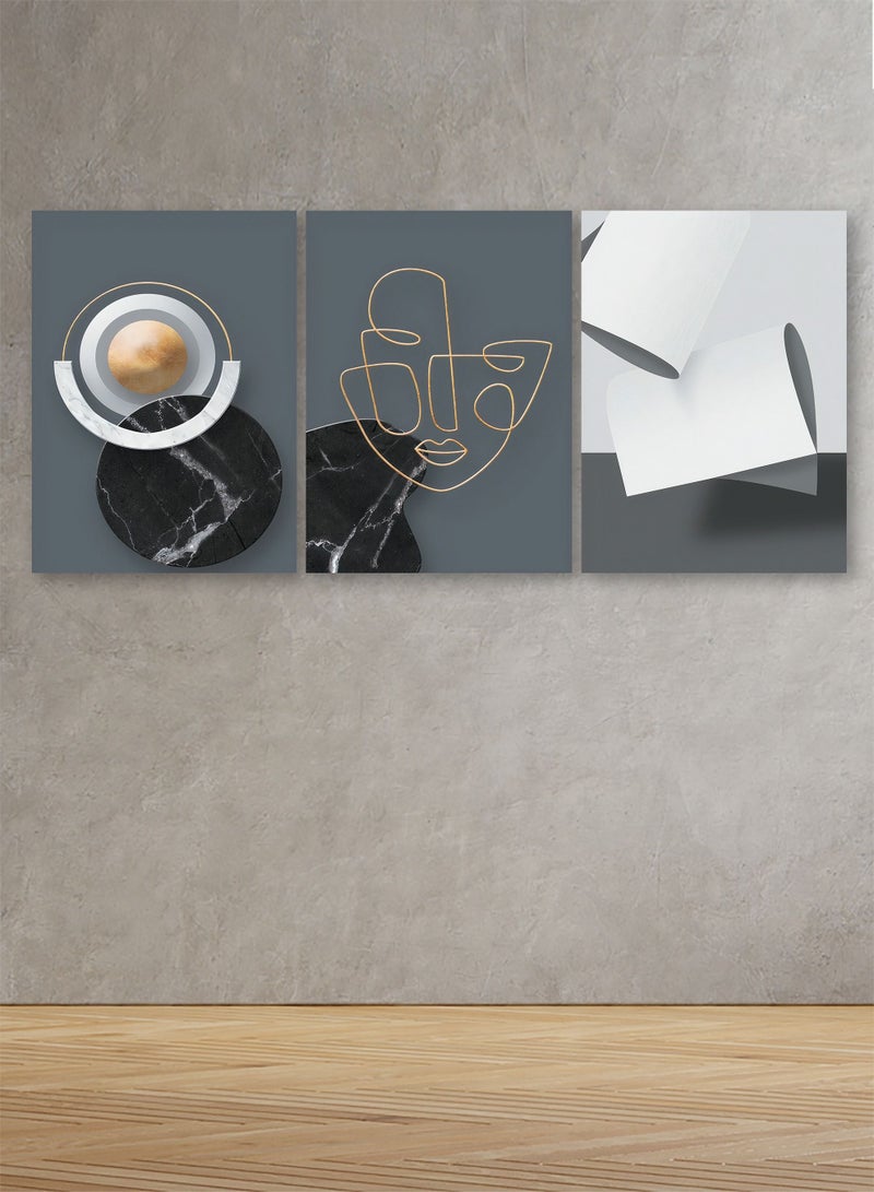 ماركتنا لوحة جدارية فنية لتزين الحائط بتصميم تجريدي ، ثلاث قطع ،مقاس120X60سم - Image 1