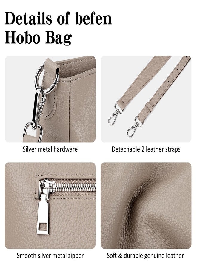 befen Genuine Leather Hobo Bags Purses for Women, Women's Shoulder bag Handbags Crossbody Bag with 2 Shoulder Straps, Taupe - Image 5