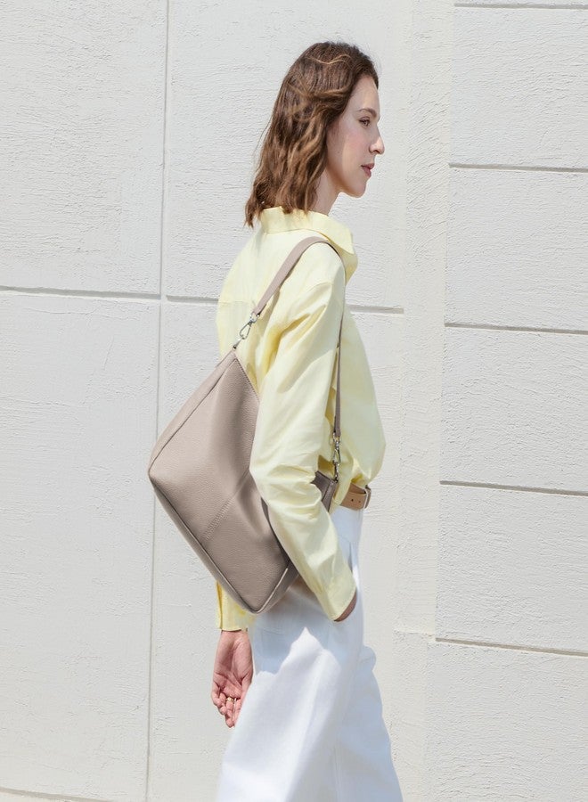 befen Genuine Leather Hobo Bags Purses for Women, Women's Shoulder bag Handbags Crossbody Bag with 2 Shoulder Straps, Taupe - Image 2