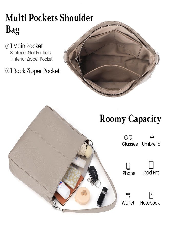befen Genuine Leather Hobo Bags Purses for Women, Women's Shoulder bag Handbags Crossbody Bag with 2 Shoulder Straps, Taupe - Image 3