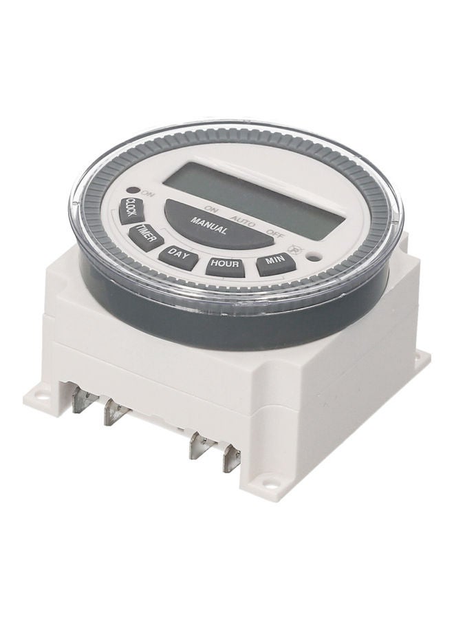 NIBEMINENT TM-619 Programmable Digital Timer Switch with Dust Cover White/Grey - Image 1