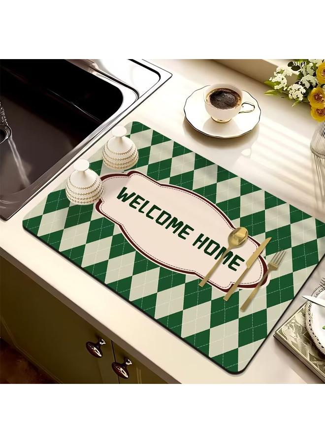 Bluejw Cross-border Checkerboard Kitchen Drain Mat Water Absorbent Quick-drying Tableware Mat Bar Counter Heat Insulation Mat Coffee Machine Drain Mat In Stock  - Image 1