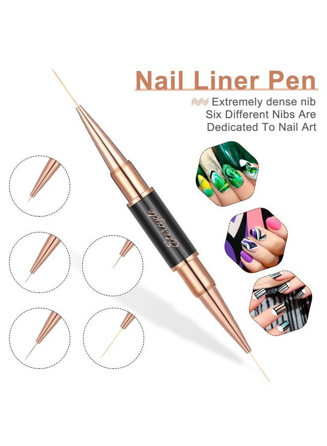 Etercycle Double-Ended Acrylic Nail Art Brushes Set, Gel Polish Nail Art Design Pen Painting Tools Nail Art Liner Brush and Nail Dotting Pen for Acrylic Application Salon at Home DIY Manicure - Image 5