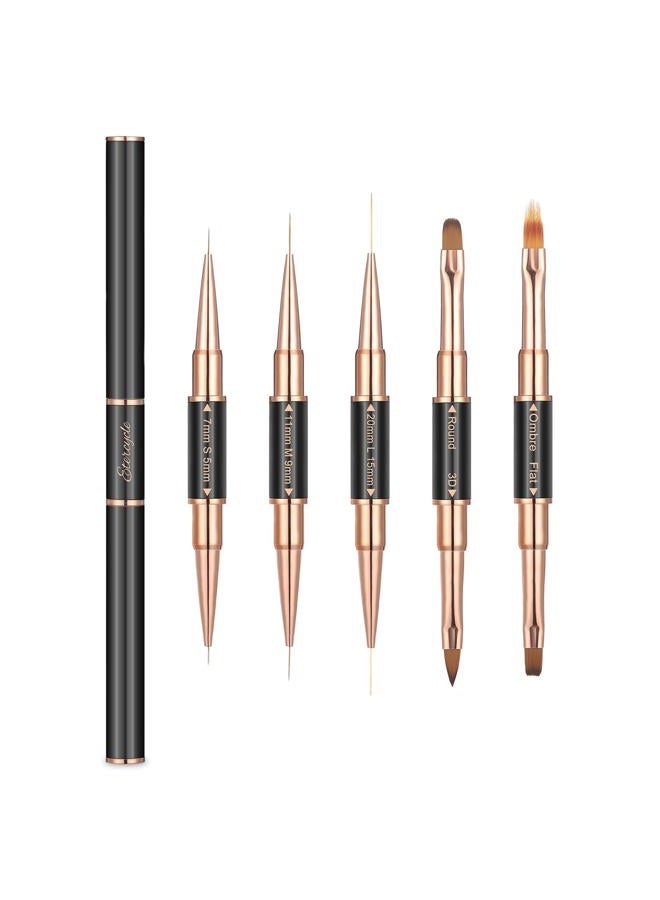 Etercycle Double-Ended Acrylic Nail Art Brushes Set, Gel Polish Nail Art Design Pen Painting Tools Nail Art Liner Brush and Nail Dotting Pen for Acrylic Application Salon at Home DIY Manicure - Image 1