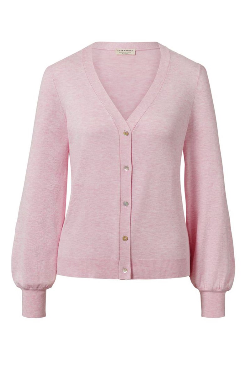 Tchibo سويت شيرت محبوك على شكل V للنساء، وردي - Image 2