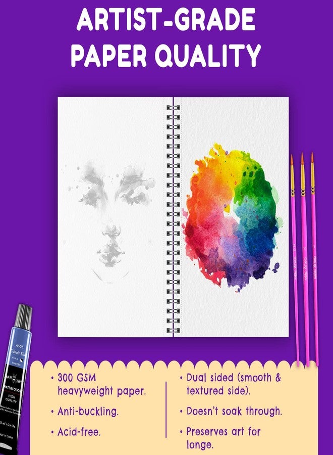 CHALKY CROWN - Watercolor Paper Pad - Water Color Paper Sketch Book - Water Color Paper for Artists, White - Pack of 3 (5.5x8.5) - (96 Sheets) - Image 3