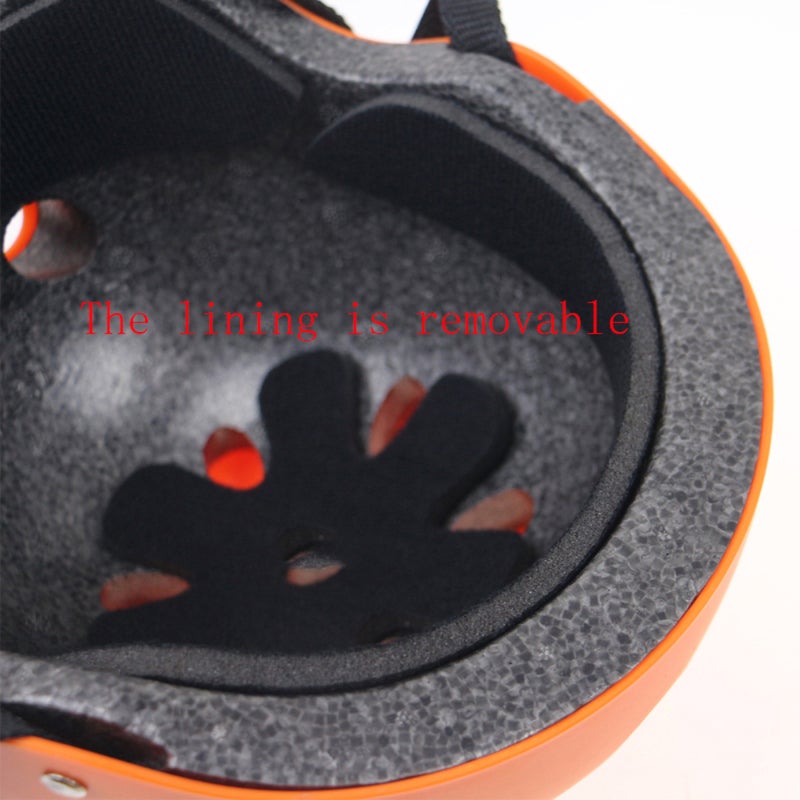 Sports Helmet: Bright Orange M Size, High Strength ABS Shell EPS Lining Sponge Fabric - Adjustable Straps Quick Release Buckle, Breathable Wind Resistance Head Protection for Skating Hip-Hop Bicycle S - Image 5