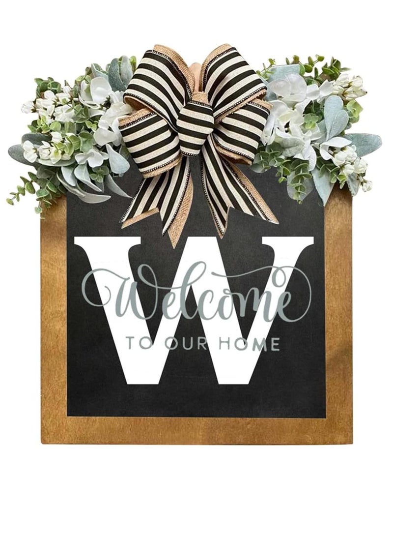 Y&D - Welcome Sign Creative Bowknot Letter Wreath In Front Of The Door Outdoor Decoration Props For The Courtyard 30x35CM - Image 1