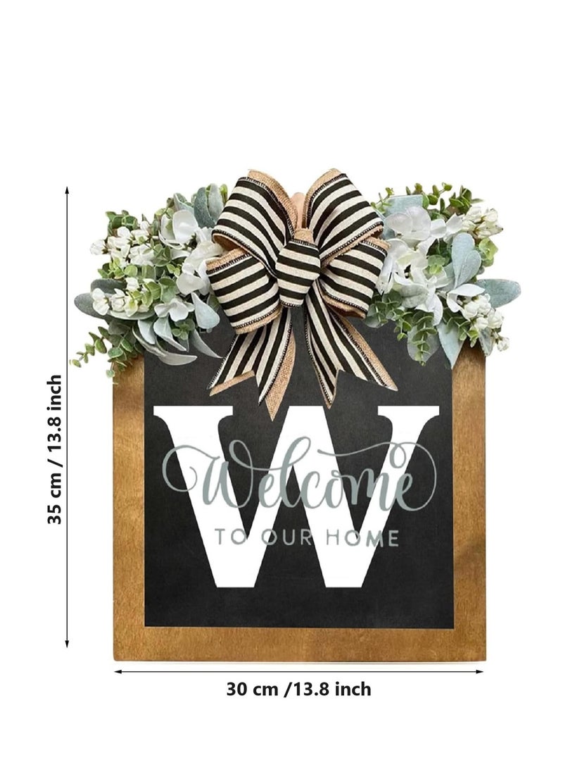 Y&D - Welcome Sign Creative Bowknot Letter Wreath In Front Of The Door Outdoor Decoration Props For The Courtyard 30x35CM - Image 1