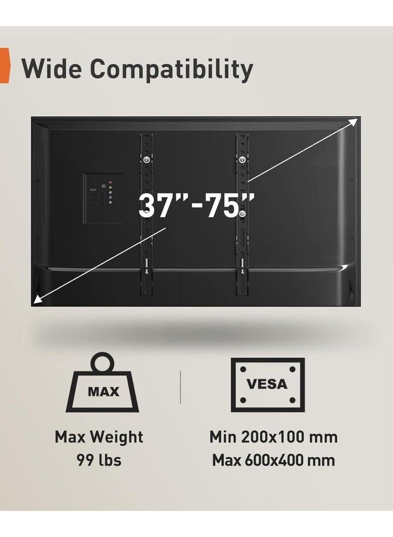 Ceiling TV Mount for 37–75 Inch Flat & Curved Screens – Full Motion Adjustable Bracket with Tilt, Swivel & Height Control – Holds up to 99 lbs - Image 4