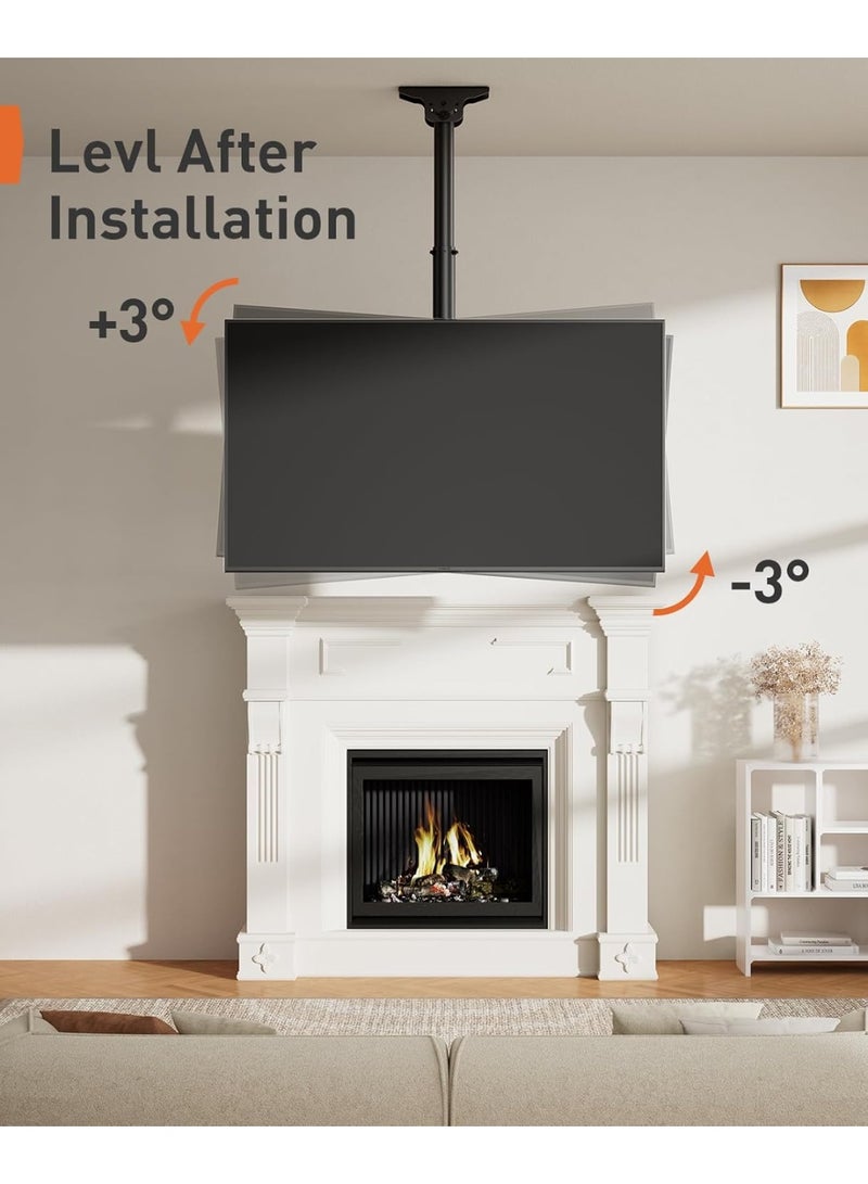 Ceiling TV Mount for 37–75 Inch Flat & Curved Screens – Full Motion Adjustable Bracket with Tilt, Swivel & Height Control – Holds up to 99 lbs - Image 5