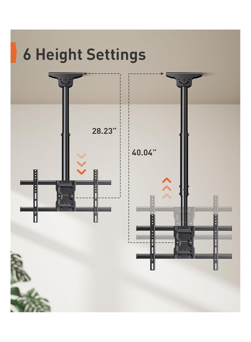 Ceiling TV Mount for 37–75 Inch Flat & Curved Screens – Full Motion Adjustable Bracket with Tilt, Swivel & Height Control – Holds up to 99 lbs - Image 2