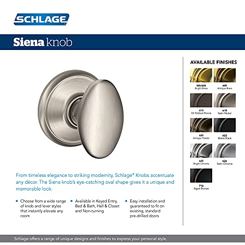 Schlage F10 SIE 622 Sienna Door Knob, Hall & Closet Passage Lock, Matte Black - Image 4