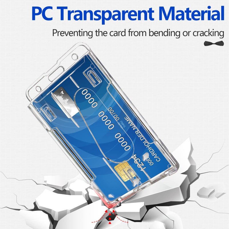 Teskyer Hard Plastic ID Badge Holder, Heavy Duty & High Clear PC Material, Holds 2 Cards, Suitable for Name Work IDs Credit Cards Access Cards, Vertical - 2 Pack - Image 3