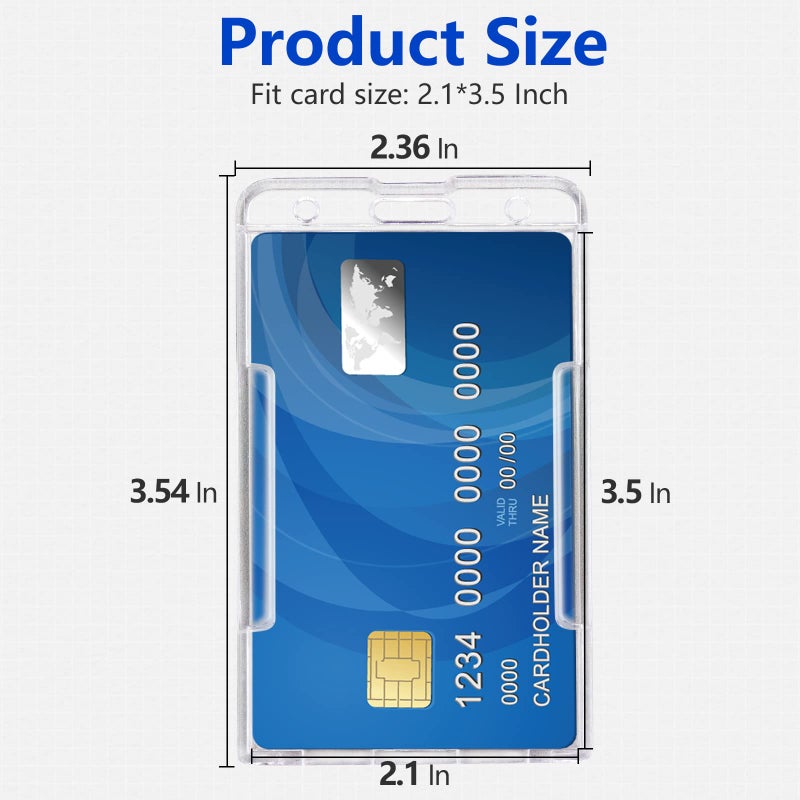 Teskyer Hard Plastic ID Badge Holder, Heavy Duty & High Clear PC Material, Holds 2 Cards, Suitable for Name Work IDs Credit Cards Access Cards, Vertical - 2 Pack - Image 2