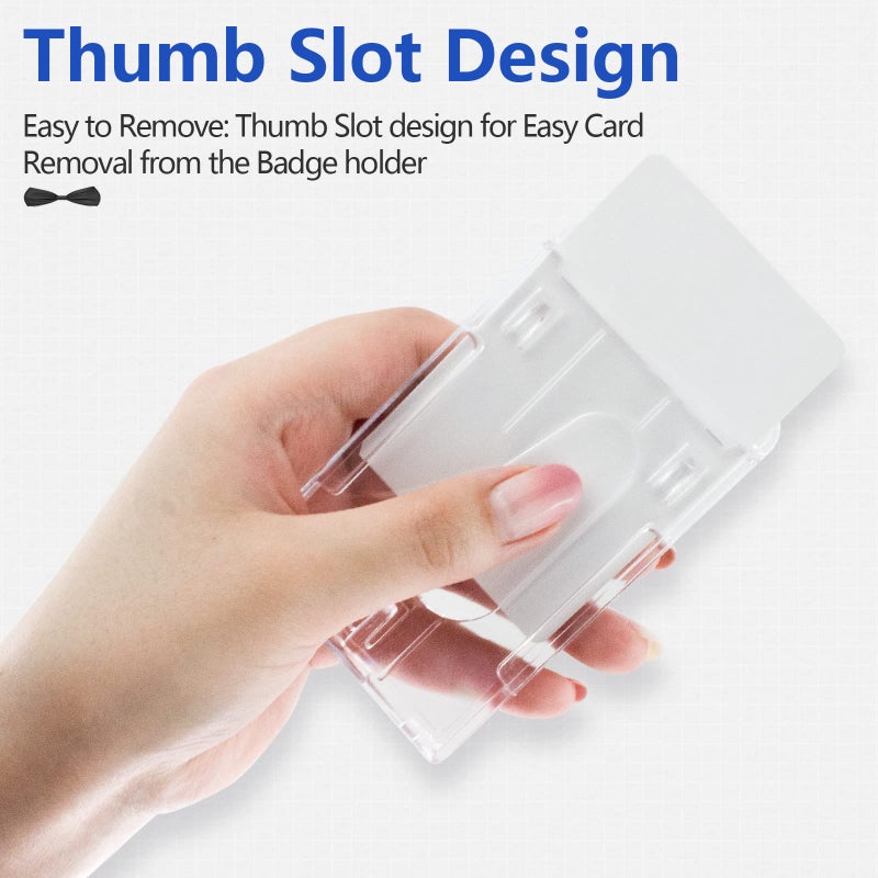 Teskyer Hard Plastic ID Badge Holder, Heavy Duty & High Clear PC Material, Holds 2 Cards, Suitable for Name Work IDs Credit Cards Access Cards, Vertical - 2 Pack - Image 4