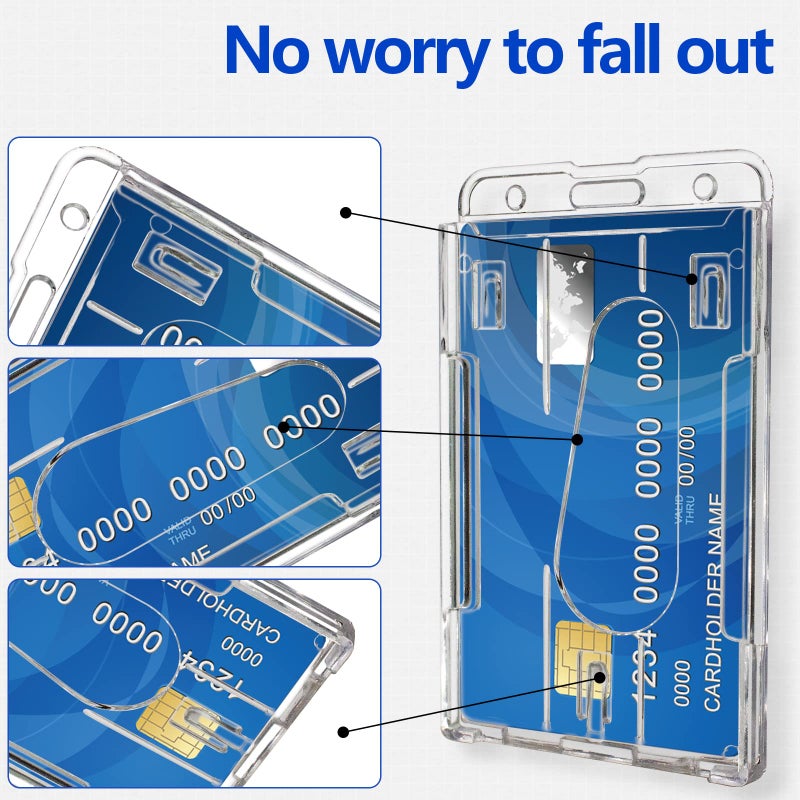 Teskyer Hard Plastic ID Badge Holder, Heavy Duty & High Clear PC Material, Holds 2 Cards, Suitable for Name Work IDs Credit Cards Access Cards, Vertical - 2 Pack - Image 5