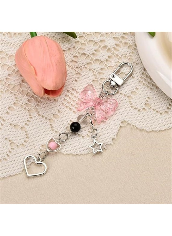 yongsheng Bow Bag Charms Keychain  for Handbags Purse Charm for Women Girls Heart Pearl Charm for Backpack Accessories for Bag Decor  - Image 3