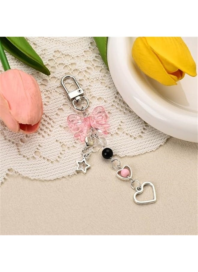 yongsheng Bow Bag Charms Keychain  for Handbags Purse Charm for Women Girls Heart Pearl Charm for Backpack Accessories for Bag Decor  - Image 4