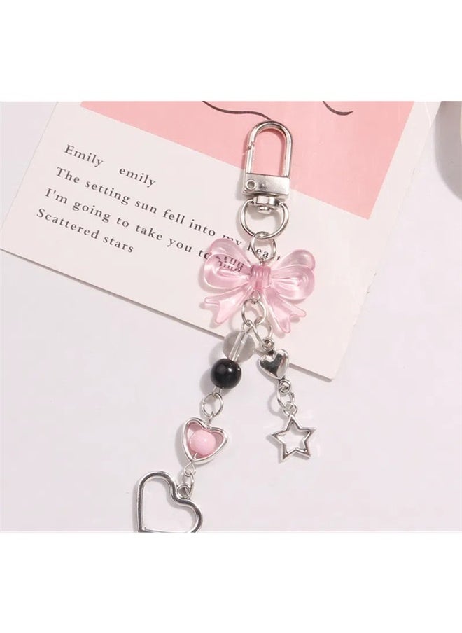 yongsheng Bow Bag Charms Keychain  for Handbags Purse Charm for Women Girls Heart Pearl Charm for Backpack Accessories for Bag Decor  - Image 2