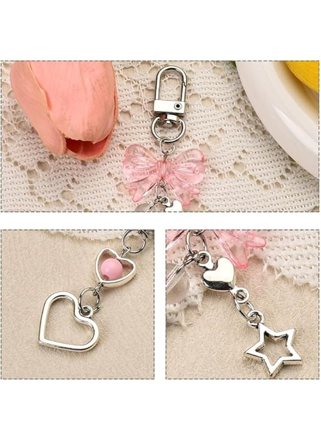 yongsheng Bow Bag Charms Keychain  for Handbags Purse Charm for Women Girls Heart Pearl Charm for Backpack Accessories for Bag Decor  - Image 5