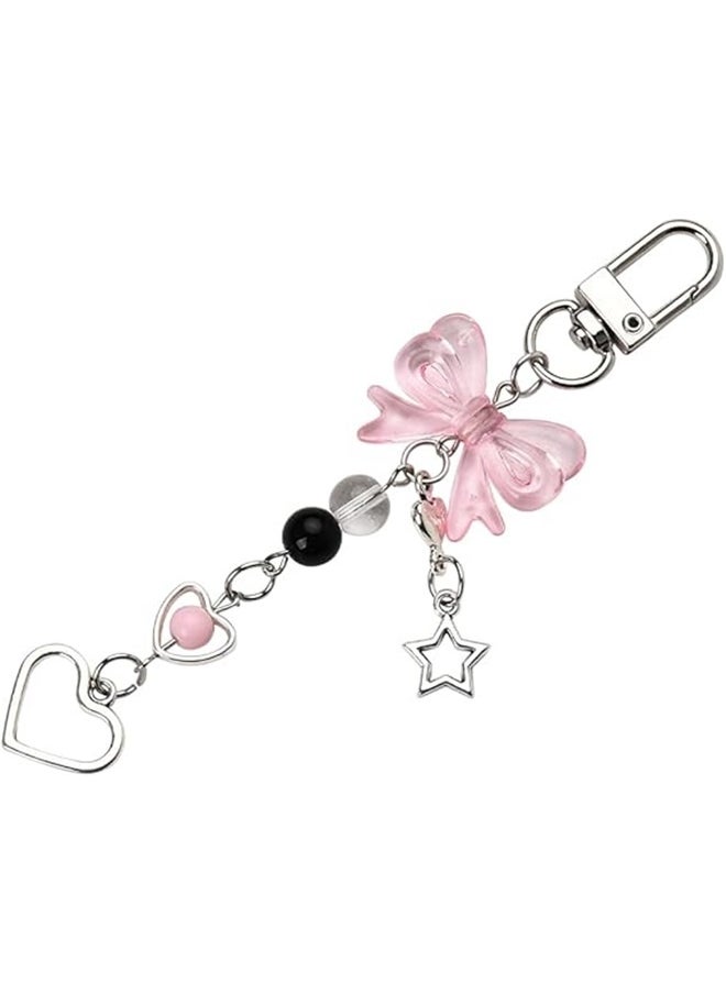 yongsheng Bow Bag Charms Keychain  for Handbags Purse Charm for Women Girls Heart Pearl Charm for Backpack Accessories for Bag Decor  - Image 1