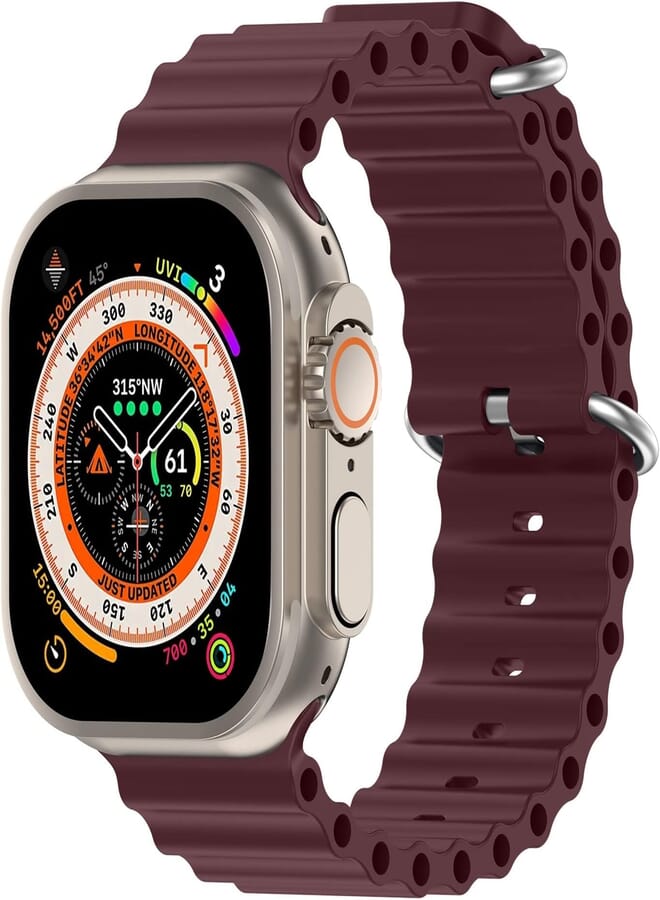 BGM BGM Ocean Silicone Band Compatible With Apple Watch Band 38/40/41mm | 42/44/45/49mm Men Women Replacement Strap for iWatch SE & Ultra Series 8 7 6 5 4 3 2 1, 42mm/44mm/45mm, Silicone