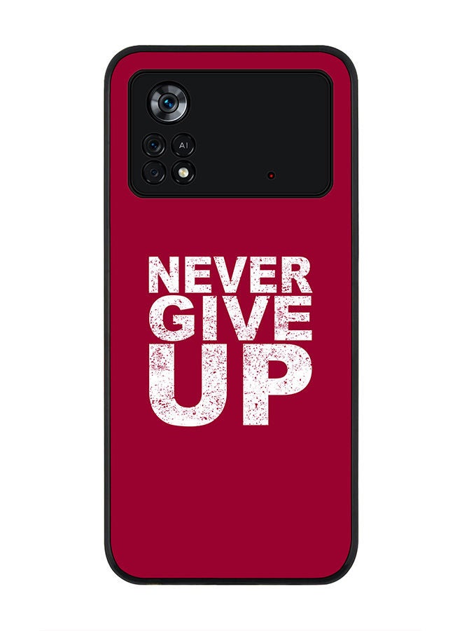 Stylizedd Rugged Black edge case for Poco M4 Pro 4G Slim fit Soft Case Flexible Rubber Edges Anti Drop TPU Gel Thin Cover - Never ever give up - Image 1