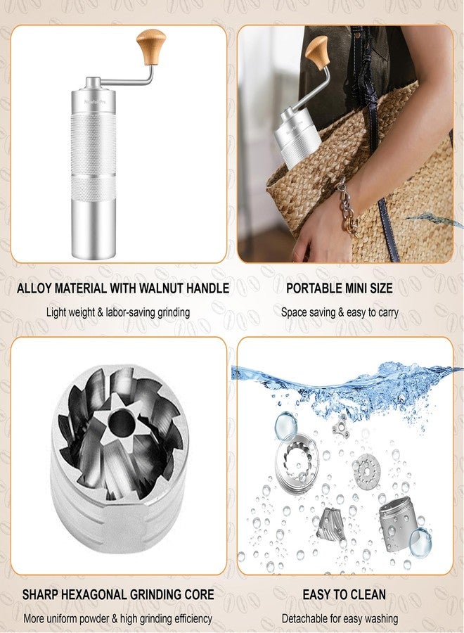 NewlukPro M6 Manual Coffee Grinder,Conical Hexagonal Burr & Double Bearings for Smooth Grinding,Designed for Espresso Pour Over French Press,25g Capacity,Compact & Portable,Gifts for Coffee Lovers - Image 4
