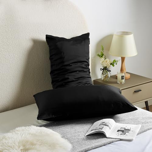 Casbrove Silk Pillow Cases for Hair and Skin Mulberry Silk Pillowcase Soft Breathable Both Sided Natural Silk Pillowcase with Zipper Beauty Sleep Silk Pillow Cases 1 Pack for Gift (Standard, Black) - Image 2