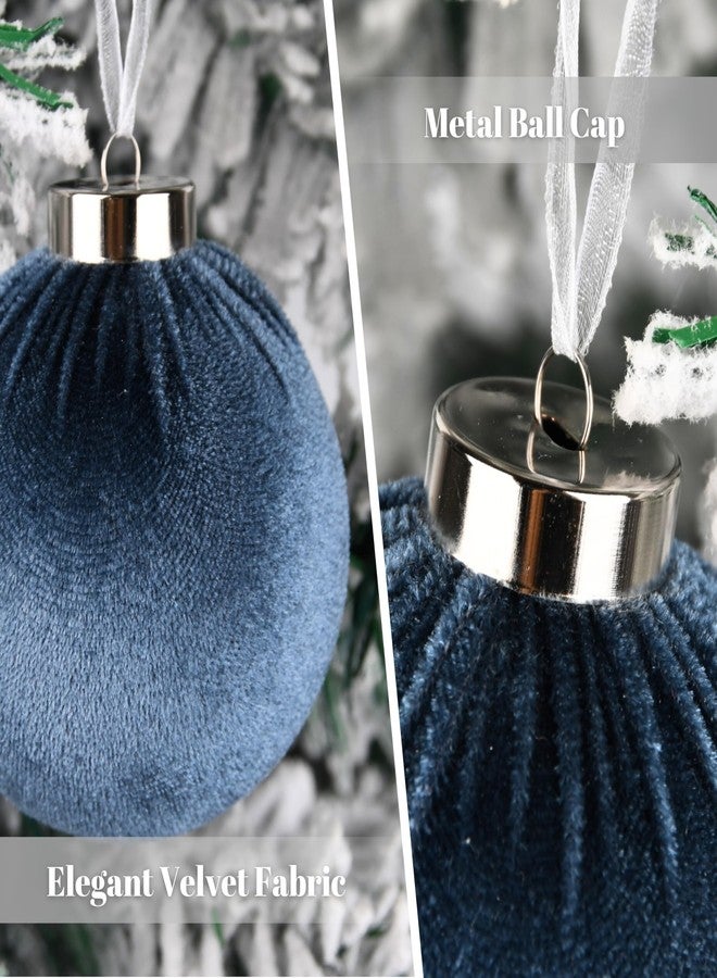 VTYEPOU Velvet Christmas Ornaments Balls for Tree - 15pcs Blue Shatterproof Christmas Ornaments for Xmas Decorations - Multicolor Royal Dusty Blue, 80mm 3.15inch - Image 3