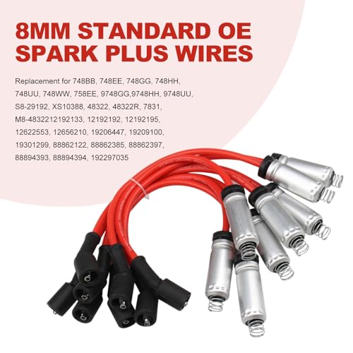SPARKWHIZ UF271 Square Ignition Coils and 748EE Spark Plug Wires Set, Compatible with GMC Sierra/Suburban Escalade Avalanche Chevy Silverado 1500 4.8L 5.3L 6.0L, Part Number D581 12558693 - Image 5