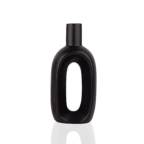 Xtore Beautiful Home Decor Ceramic Hollow Vase (Pack of 1, Black) - Image 1