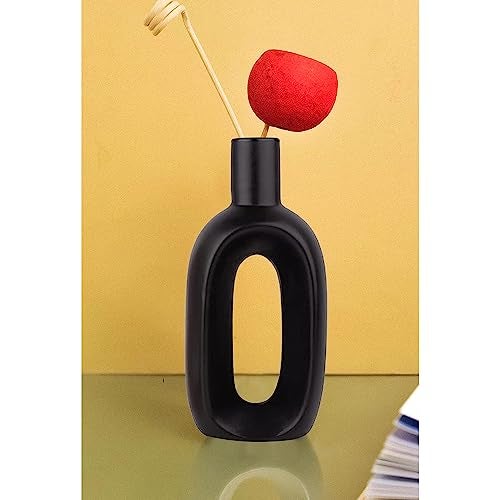 Xtore Beautiful Home Decor Ceramic Hollow Vase (Pack of 1, Black) - Image 5