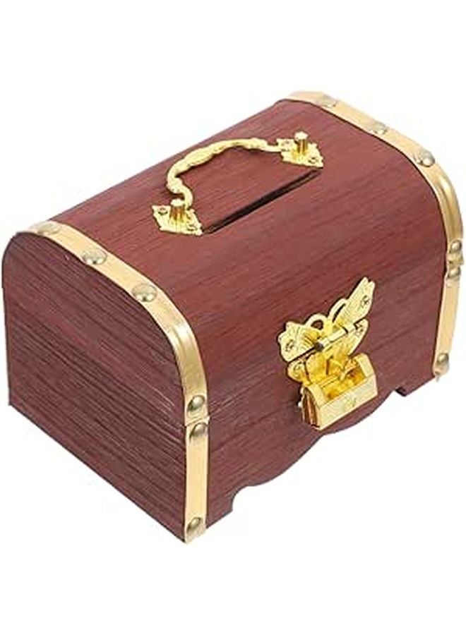 Vintage Lockable Piggy Bank Multifunctional Storage Box Retro Money Case Coin Saver - Image 1
