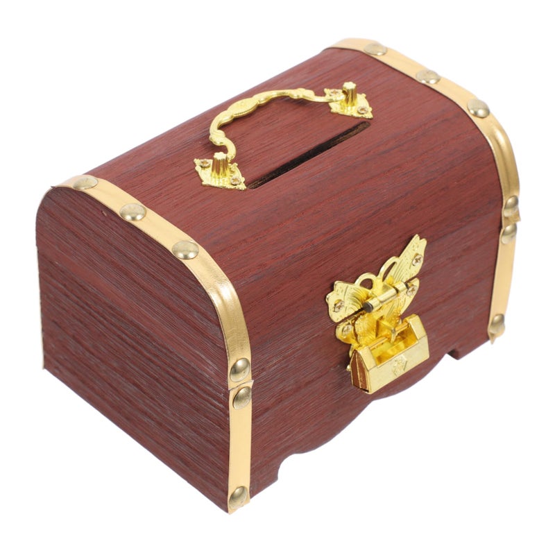 Vintage Lockable Piggy Bank Multifunctional Storage Box Retro Money Case Coin Saver - Image 2