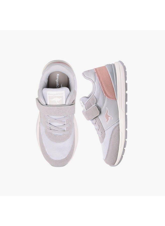 kangaROOS Girls' Logo Print Sports Shoes with Hook and Loop Closure  - Image 1