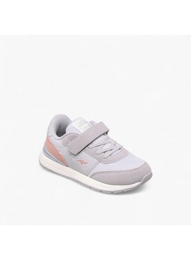kangaROOS Girls' Logo Print Sports Shoes with Hook and Loop Closure  - Image 2